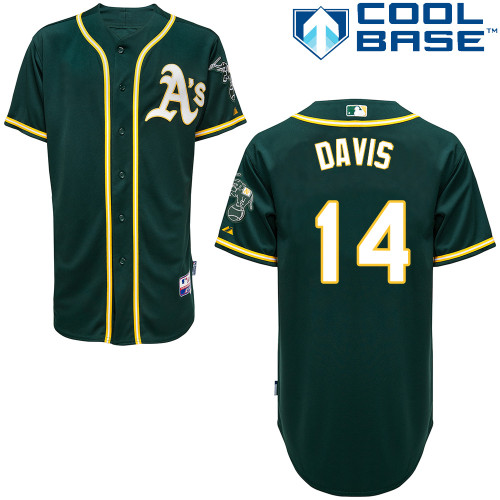 Ike Davis #14 MLB Jersey-Oakland Athletics Men's Authentic Alternate Green Cool Base Baseball Jersey